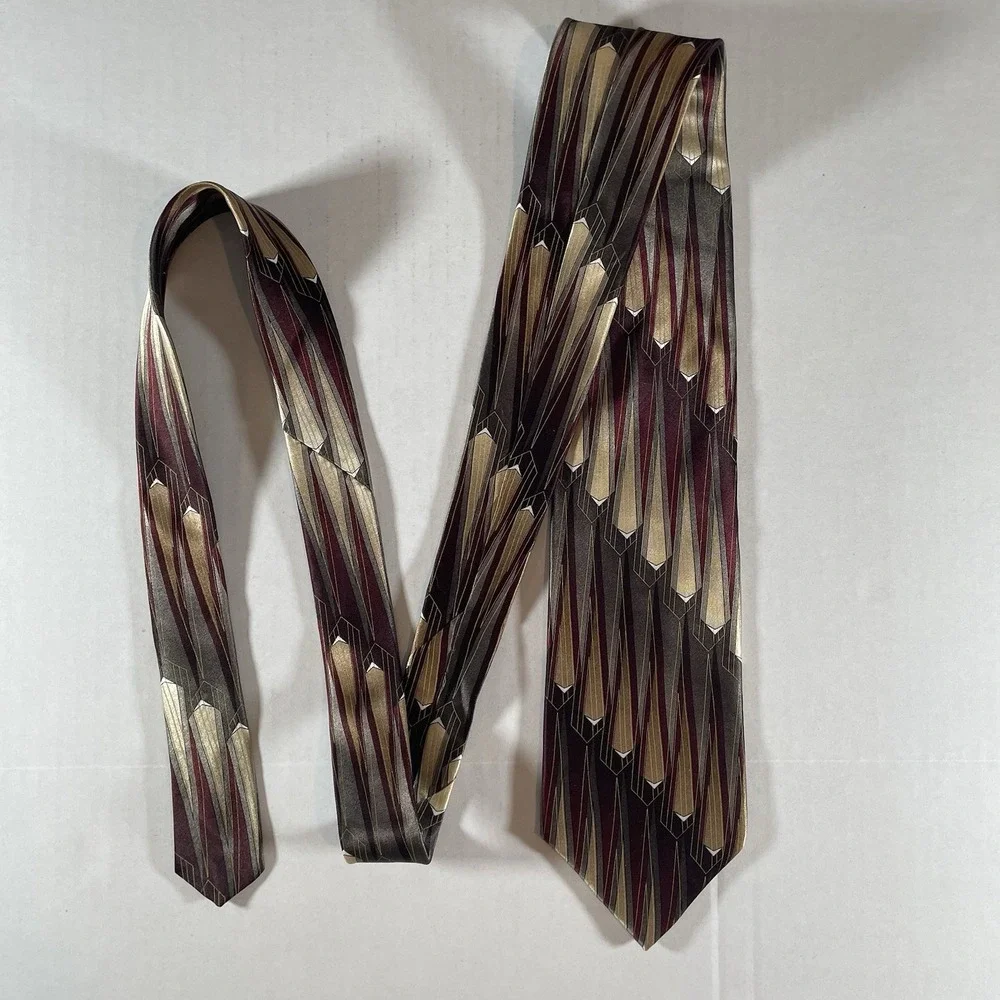 Murano Italy‎ Silk Designer Tie Geometric Formal Pattern Made in USA